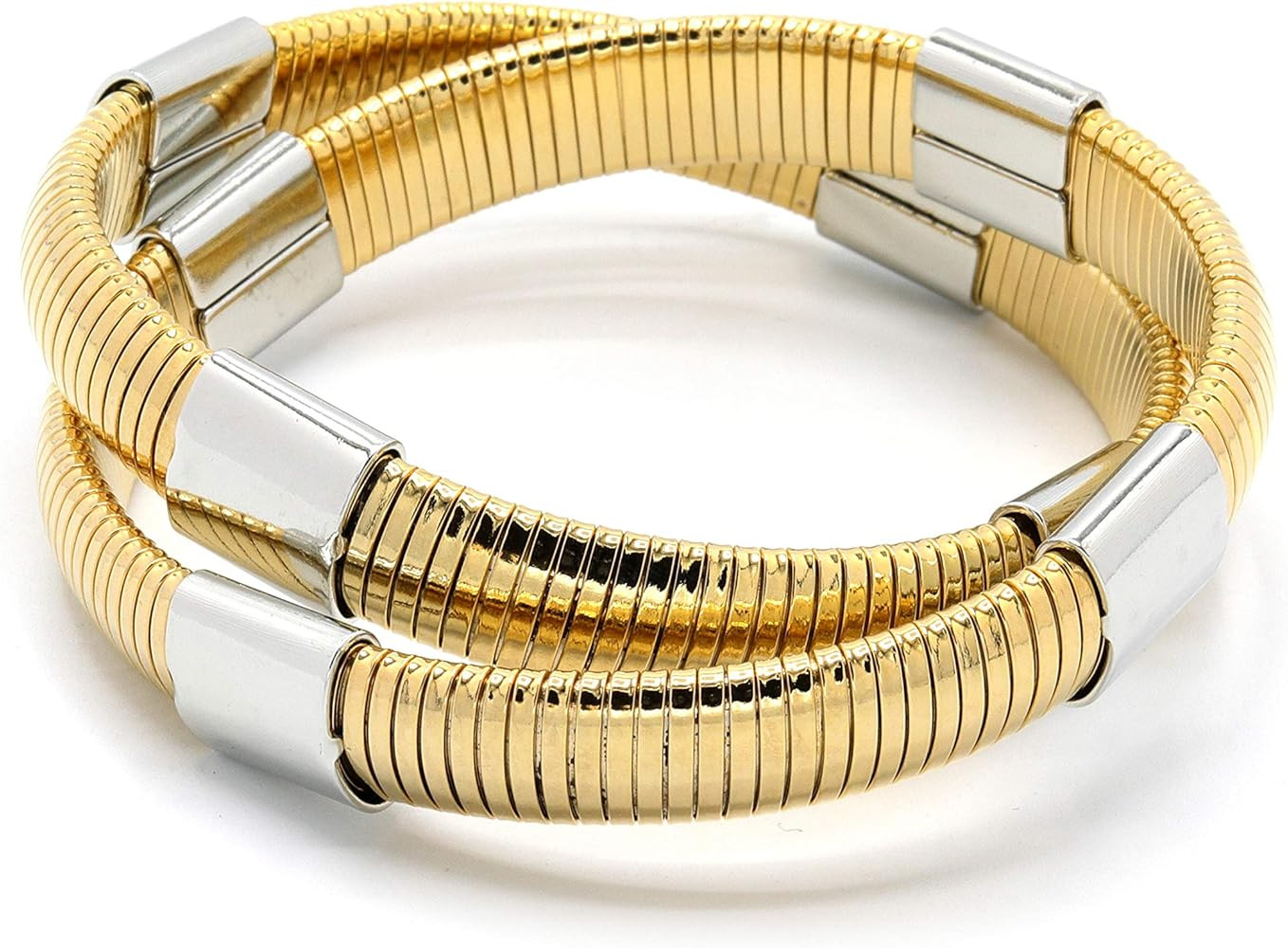 Marshal Metal Fashion Bracelet Omega Chain Polished Stretch Double Cobra Bracelet | Amazon (US)