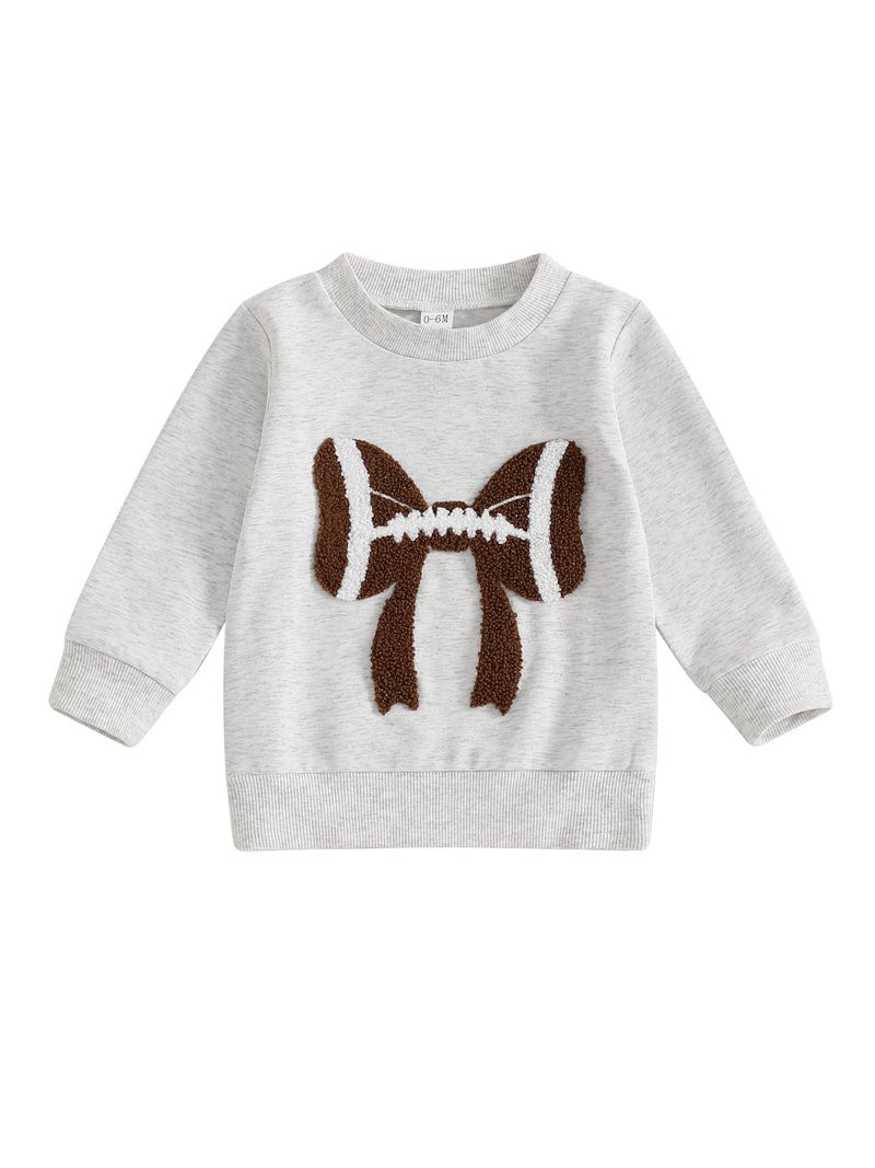 Toddler Baby Girl Football Outfit Football Bow Embroidery Crewneck Pullover Sweatshirt Long Sleev... | Walmart (US)