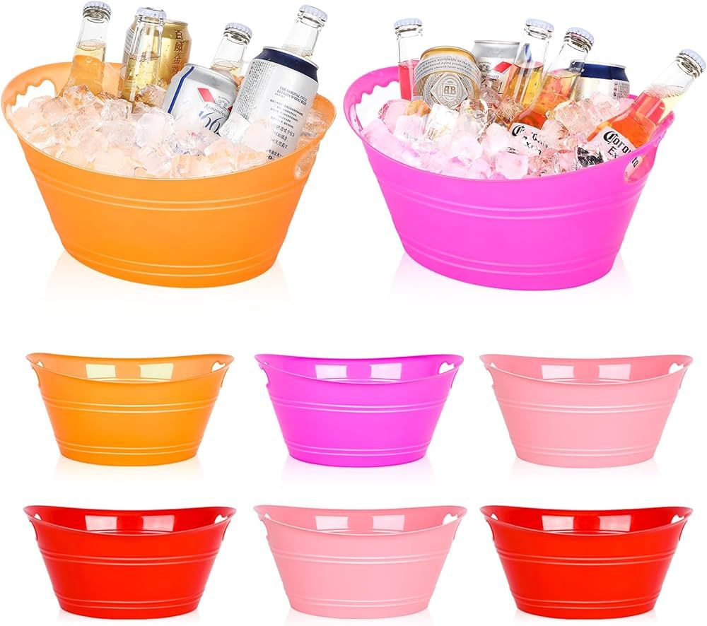 8Pcs Ice Bucket, Plastic Ice Buckets for Parties, Drink Buckets with Handles Beverage Buckets Ova... | Amazon (US)