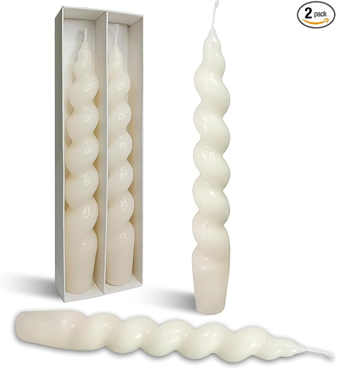 Spiral Taper Candle Milk White Unscented Twisted Candlesticks 7.5 Inch Smokeless Short Candle Sti... | Amazon (US)