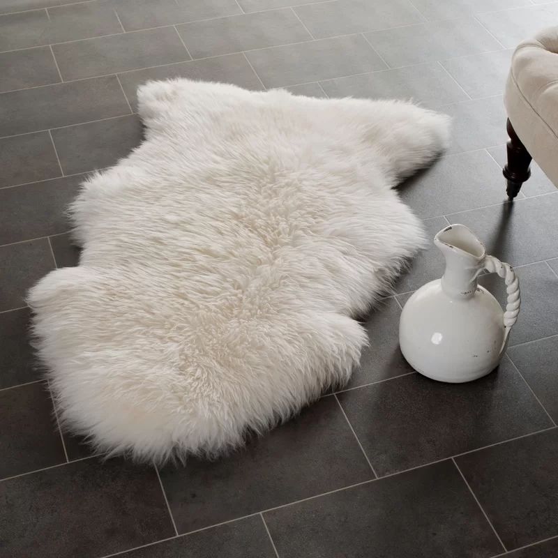 Dax Handmade Shag Sheepskin Natural Beige Area Rug | Wayfair North America