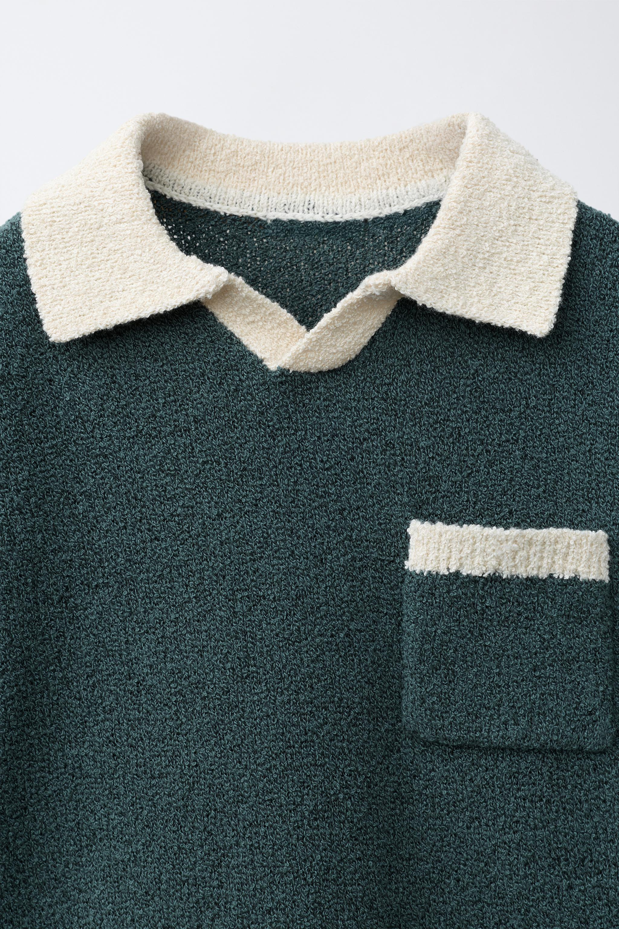 CONTRAST COLLAR KNIT POLO SHIRT | Zara US