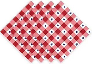 50 Pieces Patriotic Paper Napkins 4th of July Cocktail Napkins Stars Check Tabletop Party Supplie... | Amazon (US)