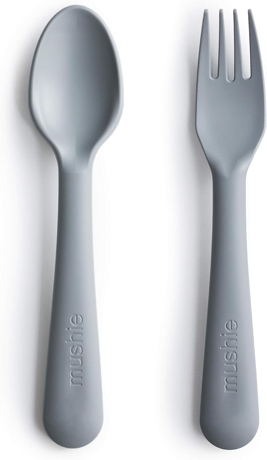 mushie Flatware Fork and Spoon Set for Kids | Made in Denmark (Cloud) | Amazon (US)