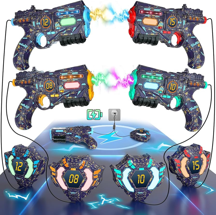 VATOS Rechargeable Real-time Data SYNC - Infrared Toy Gun Sets of 4 Gun 4 Vest with Glowing Light... | Amazon (US)