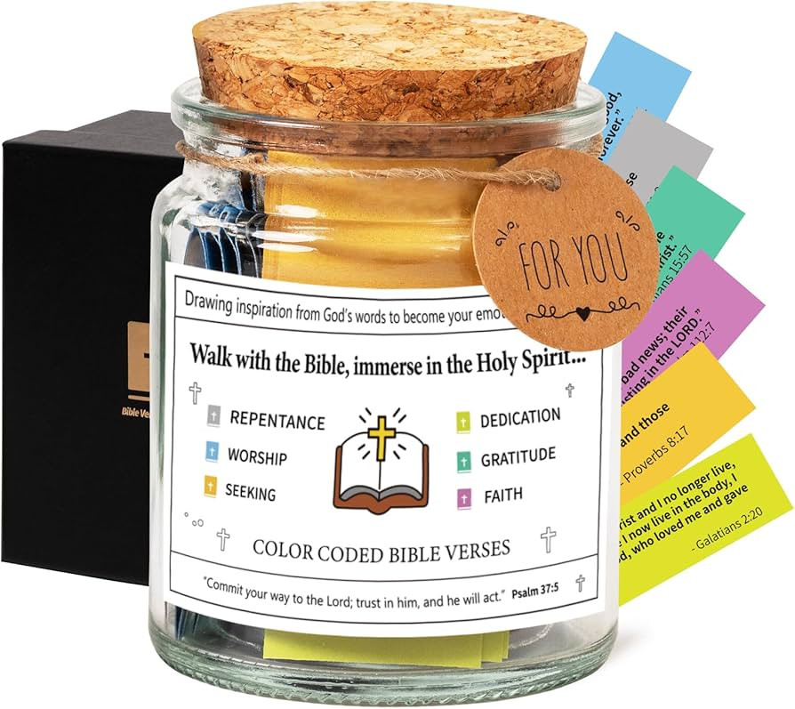 Qunrwe Bible Verse Jar,Christian Gifts for Women Men,Scripture Prayer Hope Bible Jar,Bible Verses... | Amazon (US)
