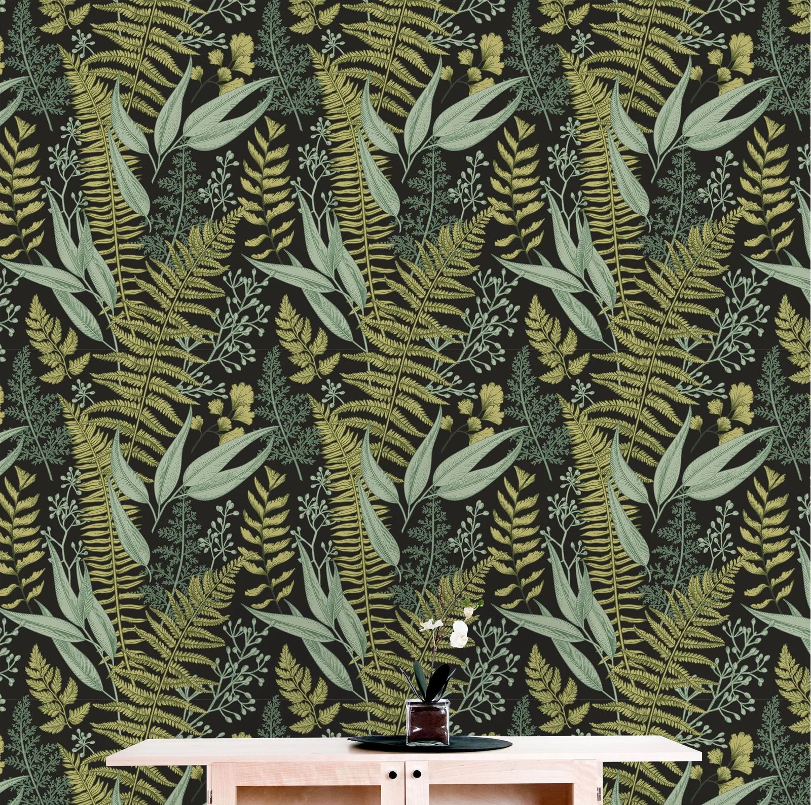 Batty Ferns 16.67' L x 25" W Peel and Stick Wallpaper Roll | Wayfair North America