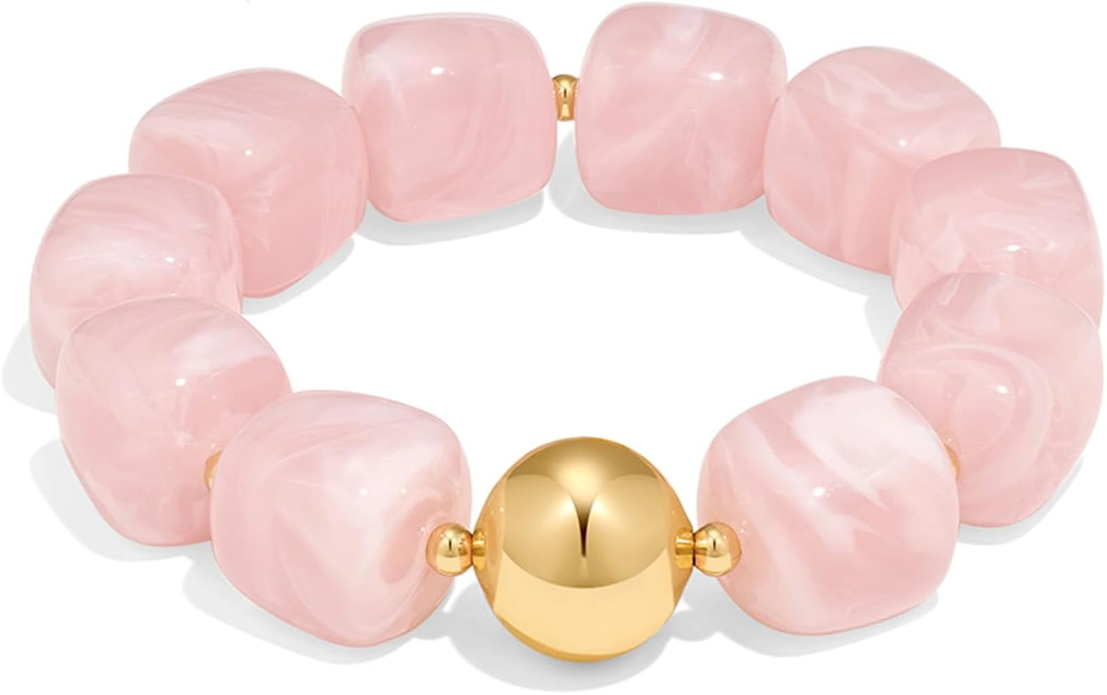Multicolor Chunky Beaded Bracelet for Women Bold Acrylic Resin Stretch Bracelet Summer Beach Stat... | Amazon (US)