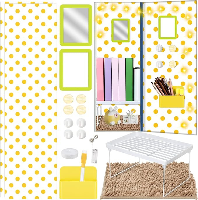 Chuangdi 17 Pcs Locker Accessories and Organizer Kit, Yellow | Amazon (US)