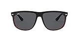 Ray-Ban RB4147 Boyfriend Polarized Square Sunglasses, Matte Black On Red Transparent/Grey, 60 mm | Amazon (US)