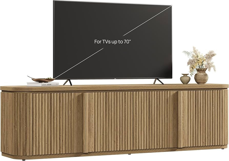 SICOTAS Fluted TV Stand for TVs up to 70" - Modern Entertainment Center with Storage and Adjustab... | Amazon (US)
