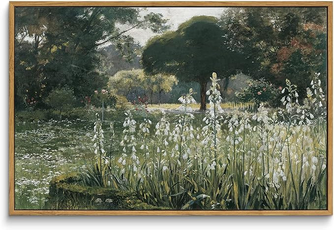 InSimSea Framed Canvas Wall Art Vintage Decor, Home Decor Wildflower Field Artwork Large Canvas W... | Amazon (US)