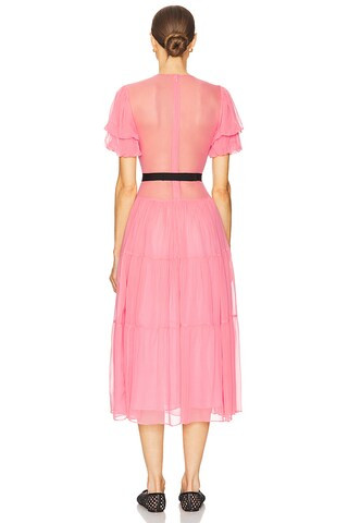 The Sasha Dress in Silk Chiffon in Coral Pink | Revolve Clothing (Global)
