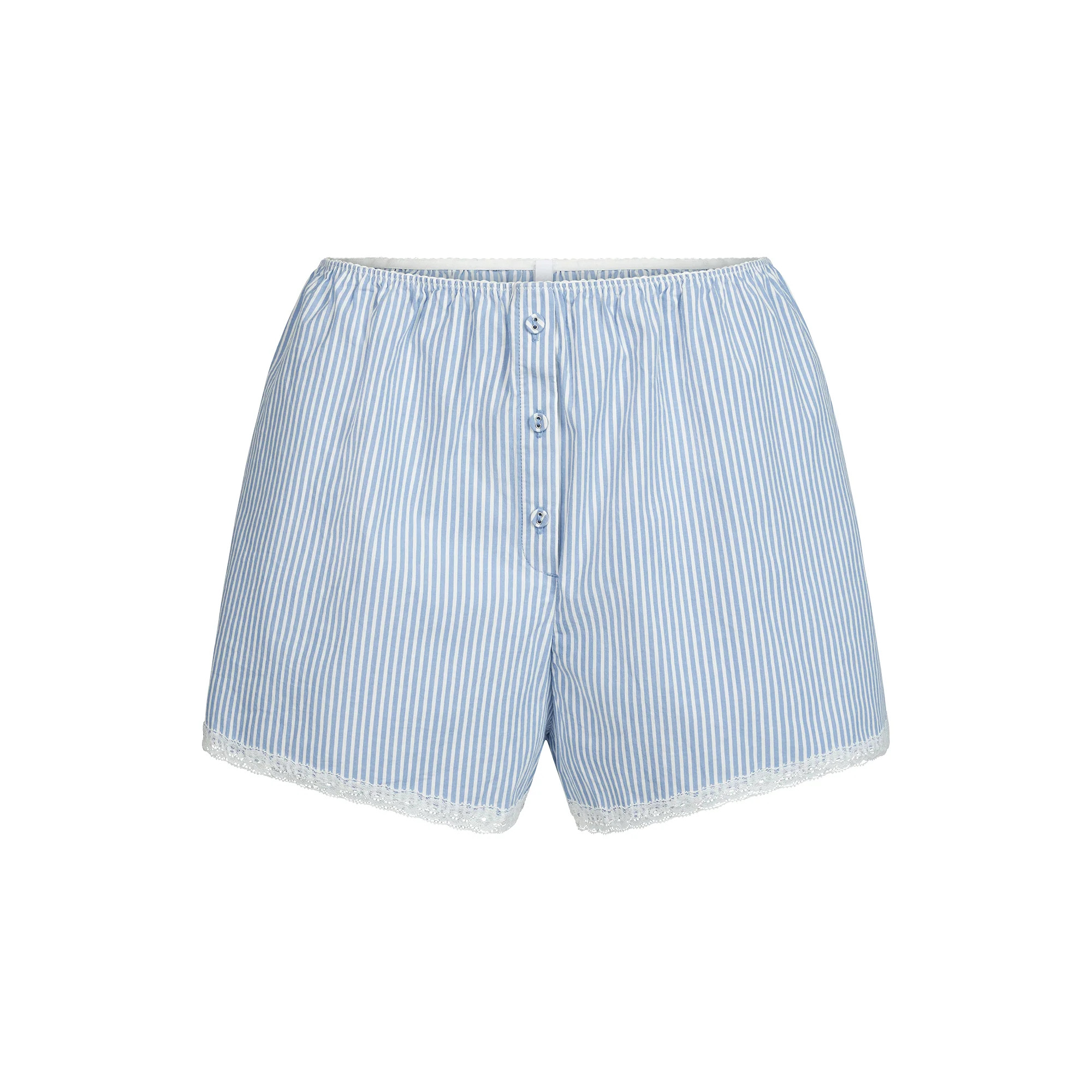 COTTON POPLIN SLEEP SHORT | CADET STRIPE | SKIMS (US)