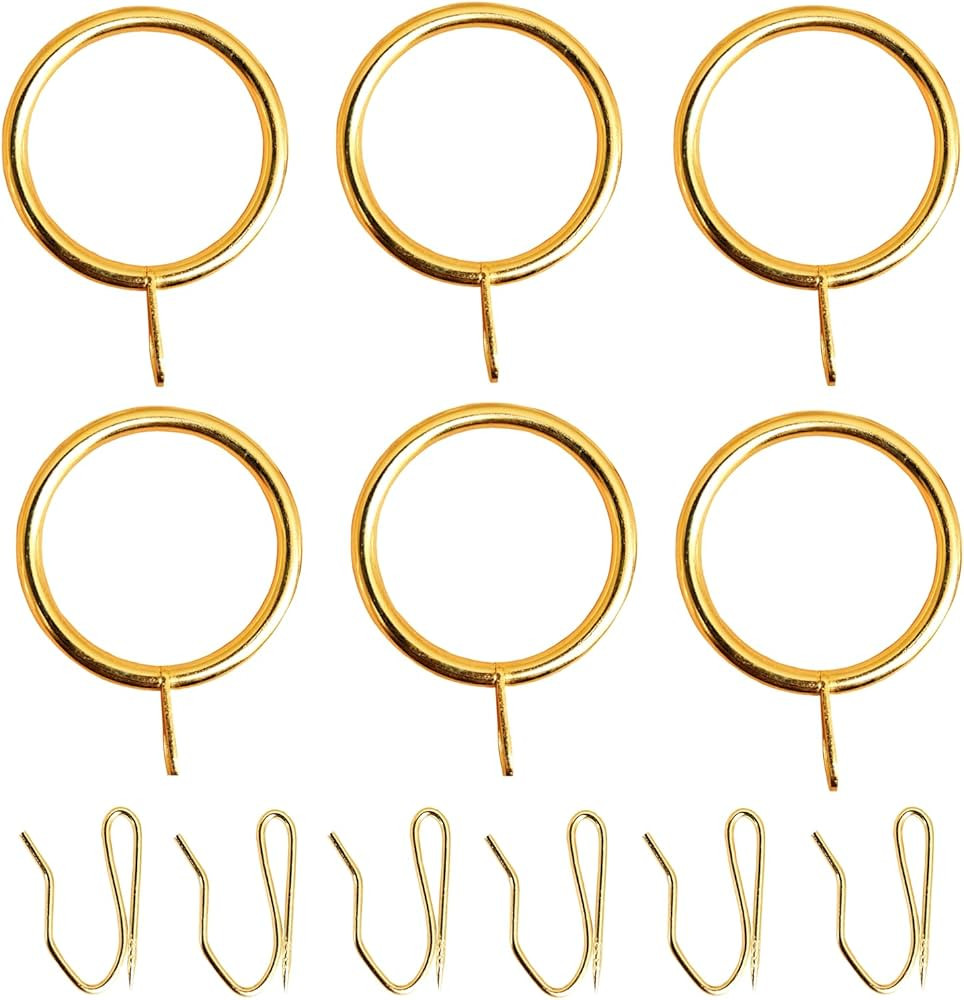 32 pcs Metal Drapery Curtain Rings Curtain Hanging Rings and 32 pcs Metal Curtain Drapery Pin Hoo... | Amazon (US)