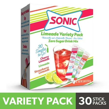 Sonic Limeade Sugar-Free Variety Pack Singles to Go Powdered Drink Mix, 30 Count Packets | Walmart (US)