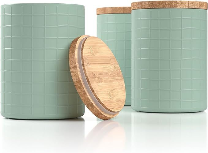 Barnyard Designs Kitchen Canisters with Bamboo Lids, Airtight Metal Canister Set, Coffee, Sugar, ... | Amazon (US)