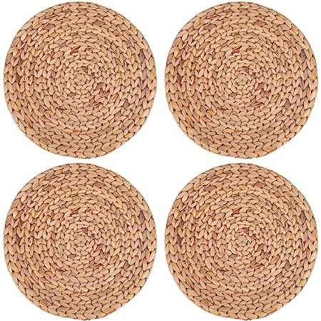 Koyal Wholesale Water Hyacinth Placemats, 13" Round Mat Weave Charger Plates, Set of 4, Eco Frien... | Amazon (US)