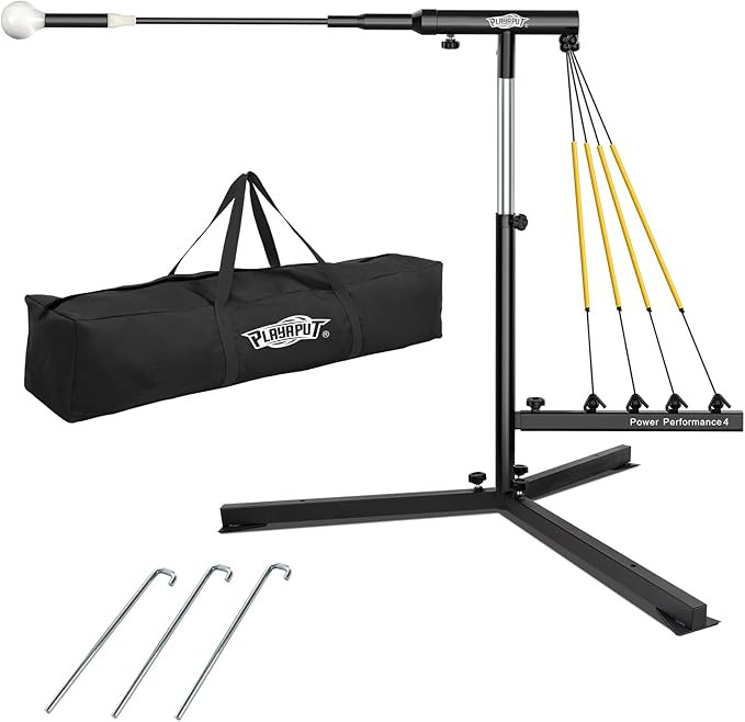 Baseball Swing Trainer with 4 Power Bands,Auto Reset Baseball Hitting Trainer,Softball Swing Trai... | Amazon (US)