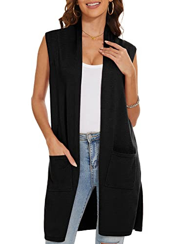 INKOFF Women's Long Knit Cardigan Vest Sleeveless Sweater Pockets Open Front Draped Duster Vest C... | Amazon (US)