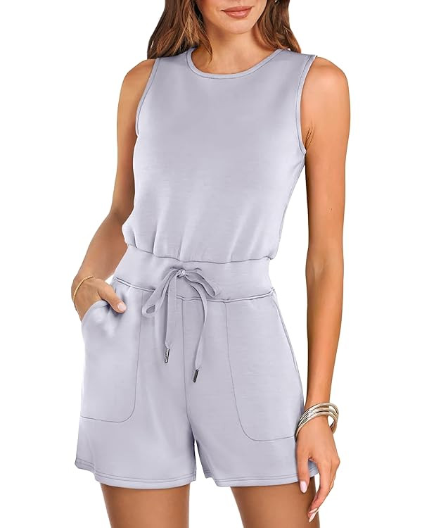 ANRABESS Romper for Women Summer Dressy Casual 2024 Fashion Outfits Sleeveless Cute Cozy Lounge S... | Amazon (US)