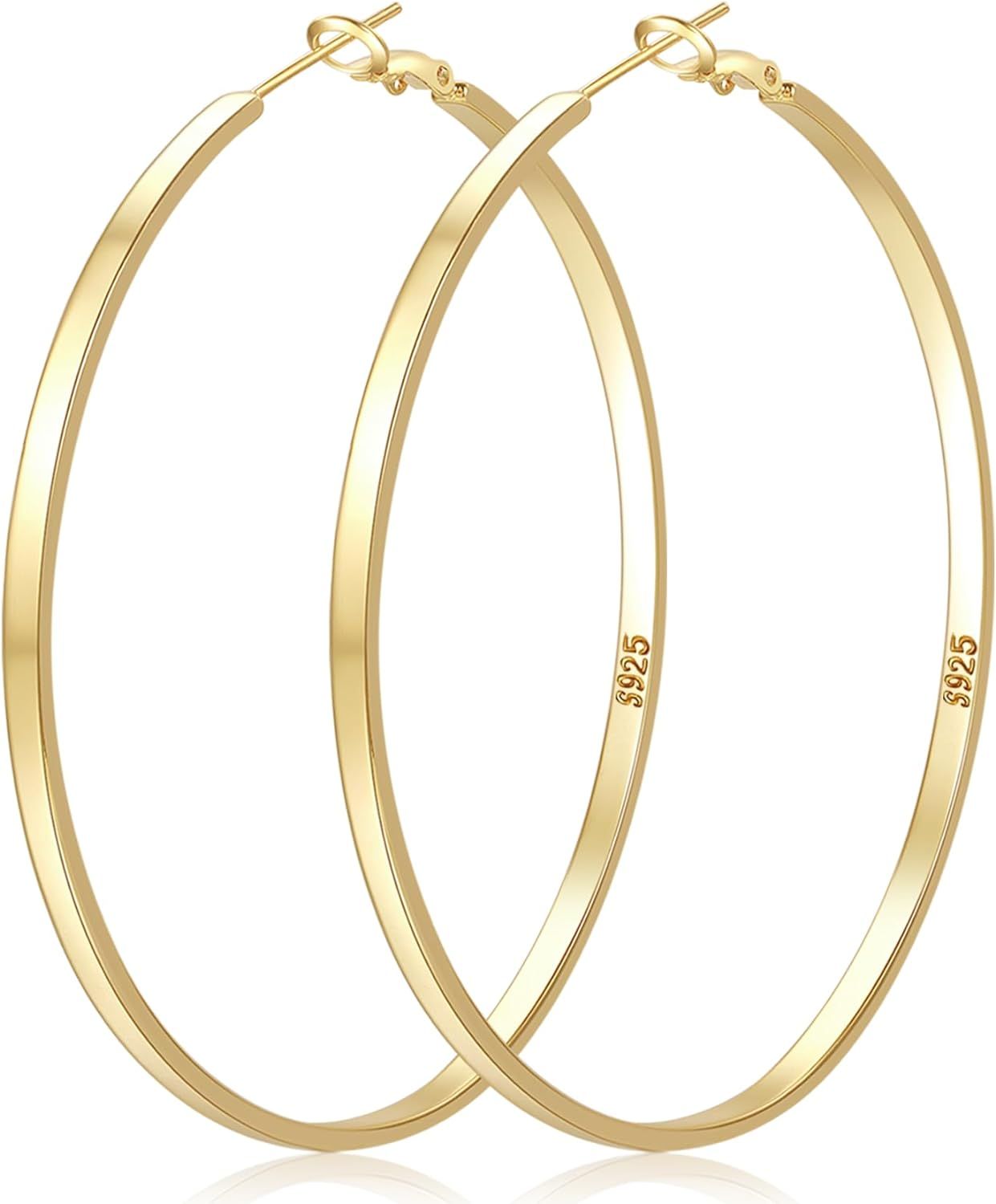 LOUMILEO Large Gold Hoop Earrings for Women 14K Gold Plated Hoop Earrings Hypoallergenic Big Gold... | Amazon (US)