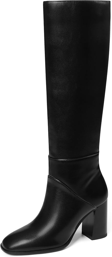 Knee High Boots Women Fall Winter Faux Suede Square Toe Chunky Block Heel Wide Calf Boots Fashion... | Amazon (US)