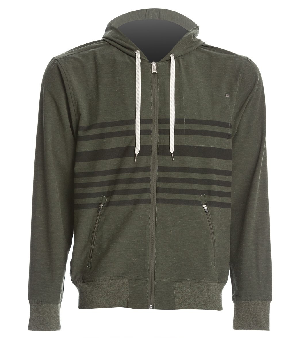 Vuori Men's West Windbreaker Yoga Hoodie - Olive - L | SwimOutlet.com