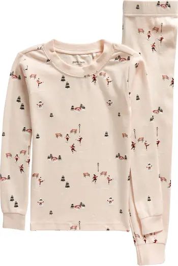 Kids' Ice Skater Print Fitted Cotton Two-Piece Pajamas | Nordstrom