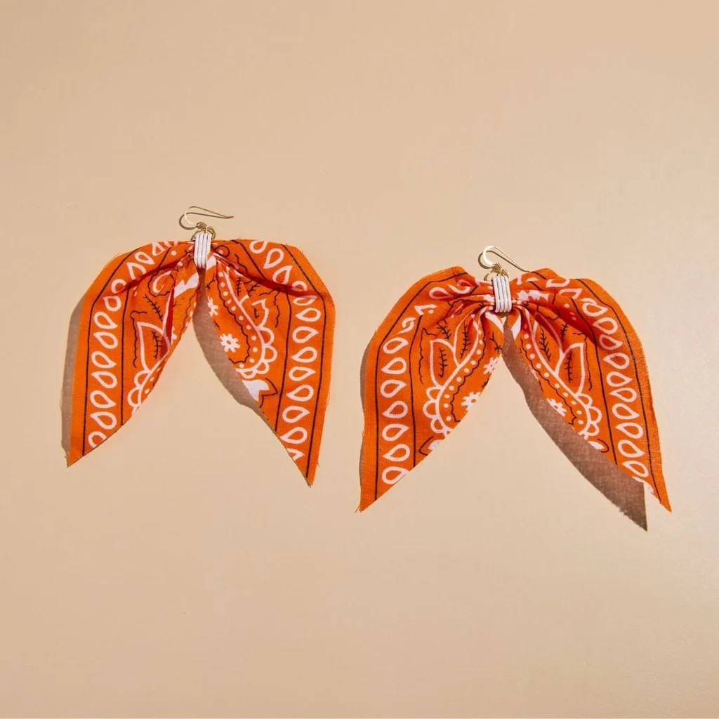 Orange Bandana Earrings | Nickel and Suede