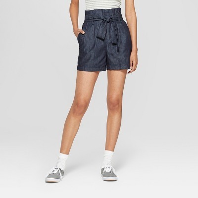 Women's Chambray Paperbag Waist Shorts - A New Day™ Indigo | Target
