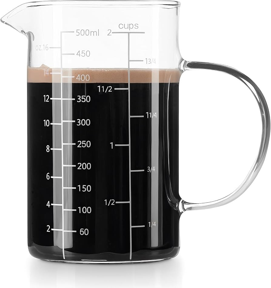 Glass Measuring Cup, 500ML (18OZ, 2 Cups), with Three Scales | Amazon (US)
