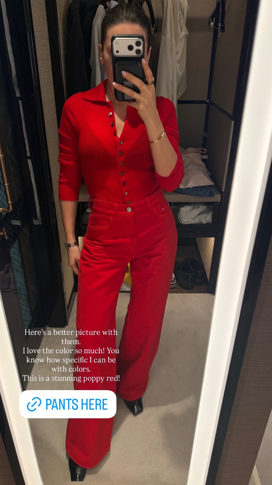 Here’s a better picture with them.
I love the color so much! You know how specific I can be with colors. 
This is a stunning poppy red!