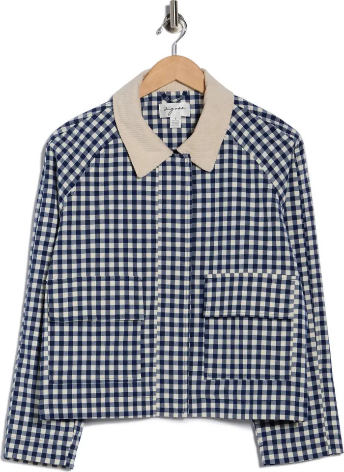 Corduroy Collar Gingham Shirt Jacket | Nordstrom Rack