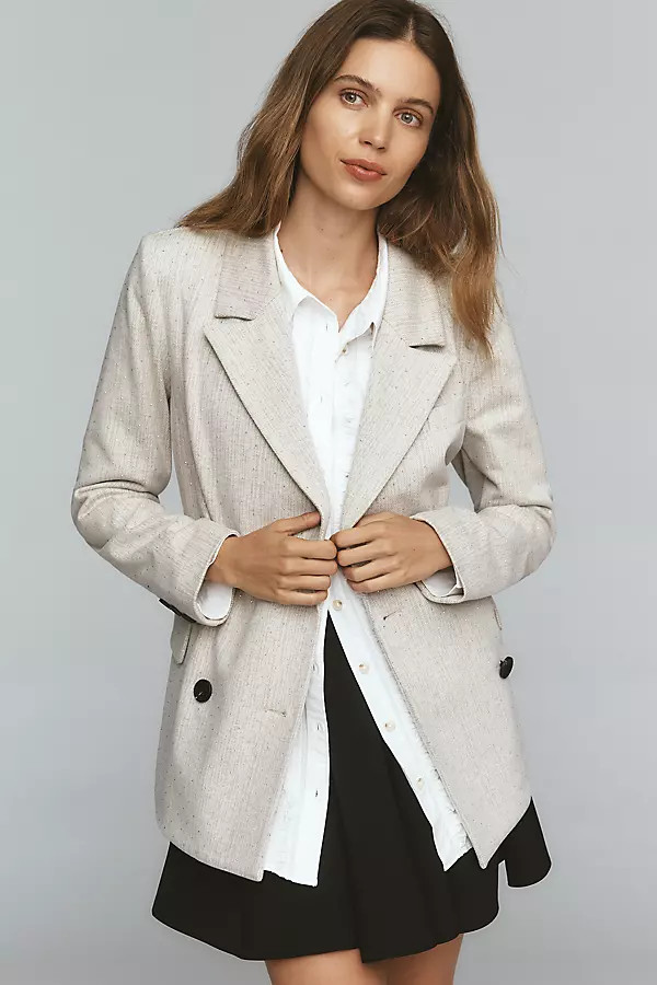 Avec Les Filles Rhinestone Stripe Double-Breasted Knit Blazer | Anthropologie (US)