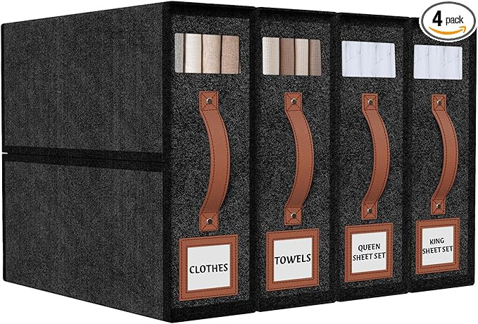Sheet Organizers and Storage 4 Pack, Bed Sheet Organizer for Linen Closet, Foldable Linen Organiz... | Amazon (US)