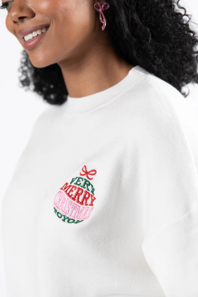 Very Merry Christmas To You Ivory Multi Ornament Sweater | Pink Lily