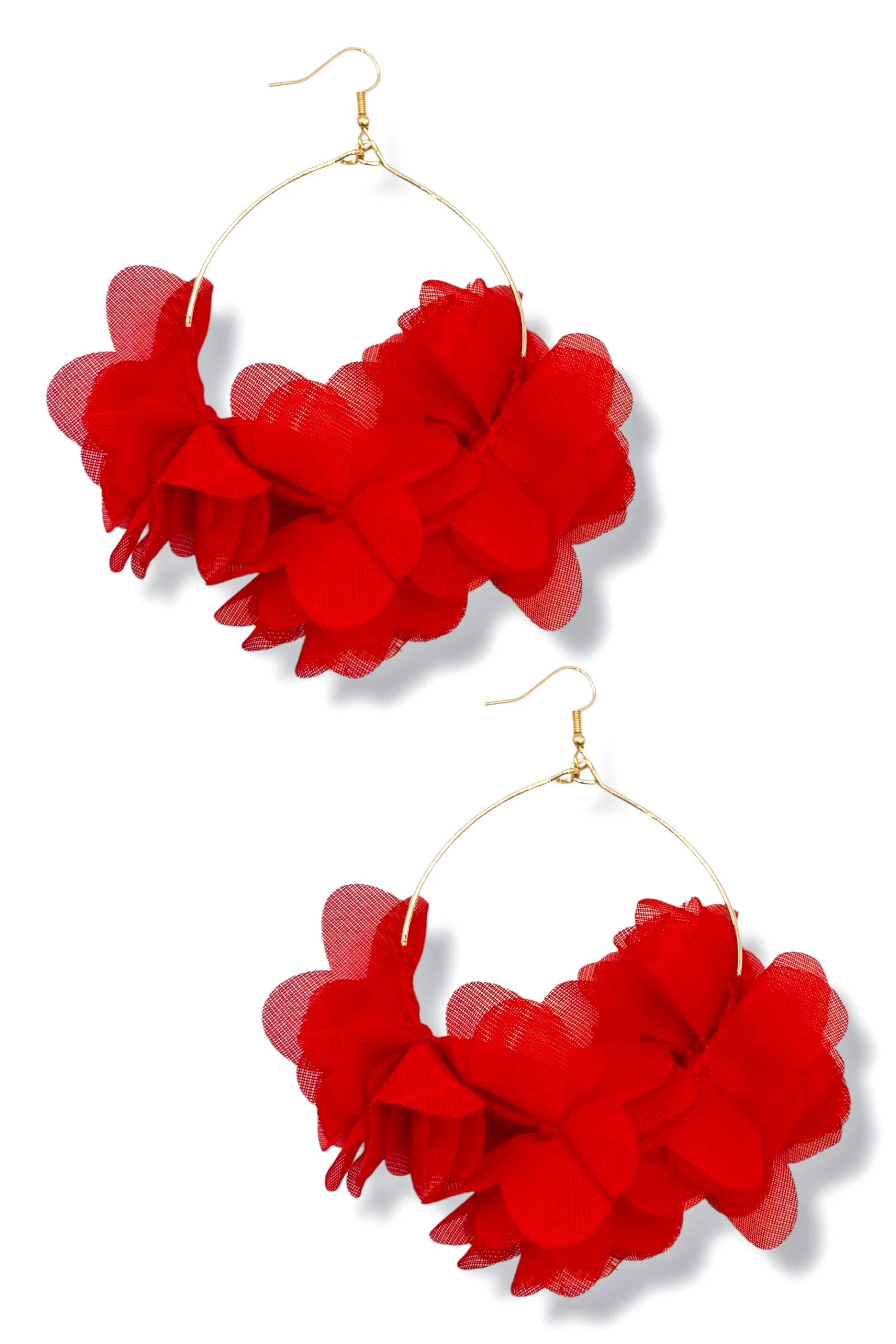 Flower Girl Red Flower Wire Earrings | The Willow Tree