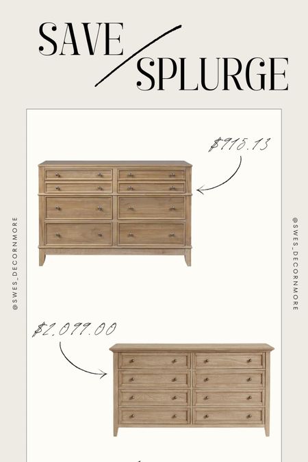 Save or Splurge dressers! This 6 drawer dresser from Home Depot for $915.13 is very similar to this Pottery Barn dress that is $2,088.00! If you are looking to save the Home Depot dresser will fit right in with your style as a budget friendly pick! 

#LTKHome #LTKStyleTip