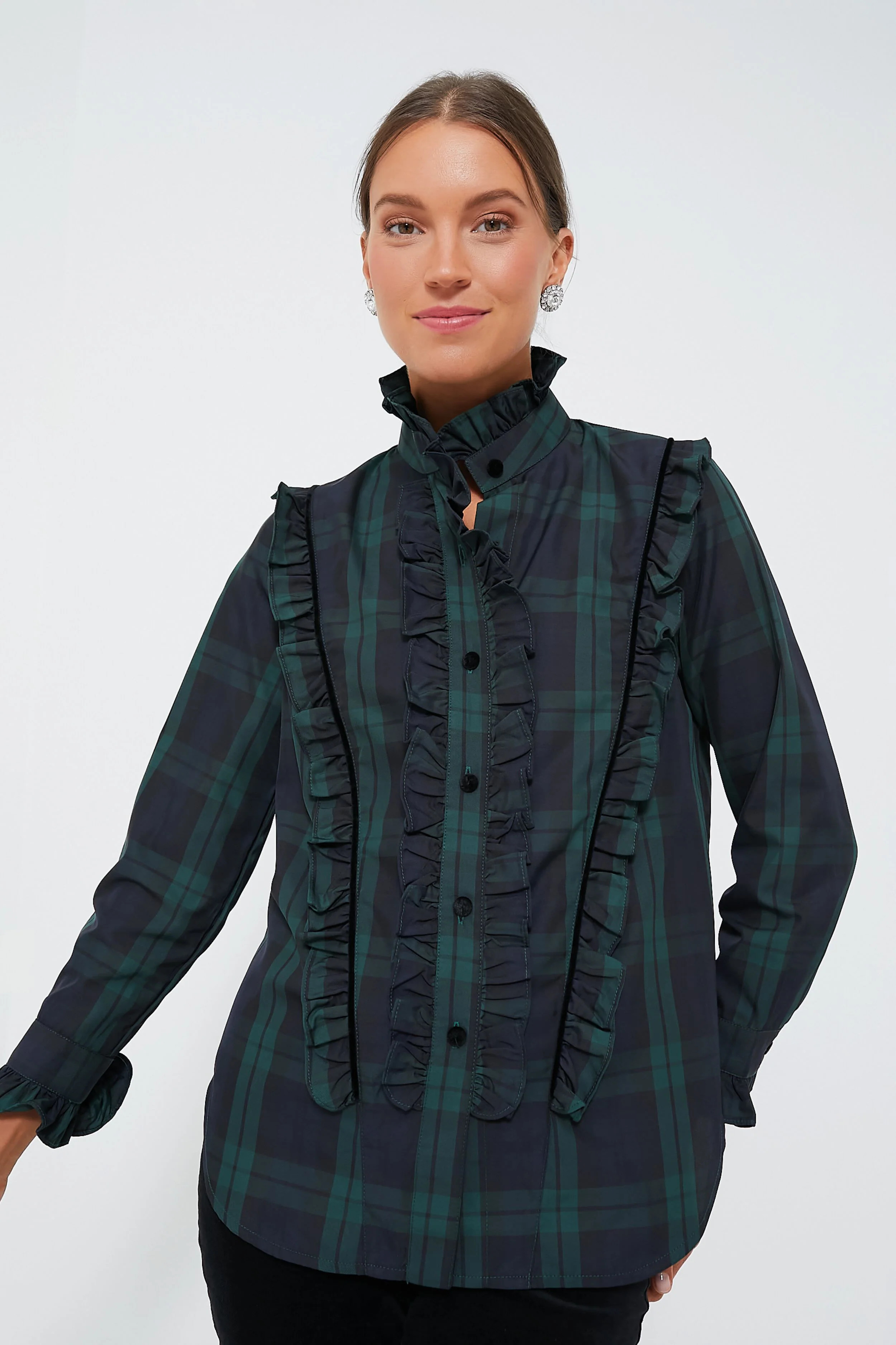 Blackwatch Plaid Ruffle Reagan Button Down | Tuckernuck (US)