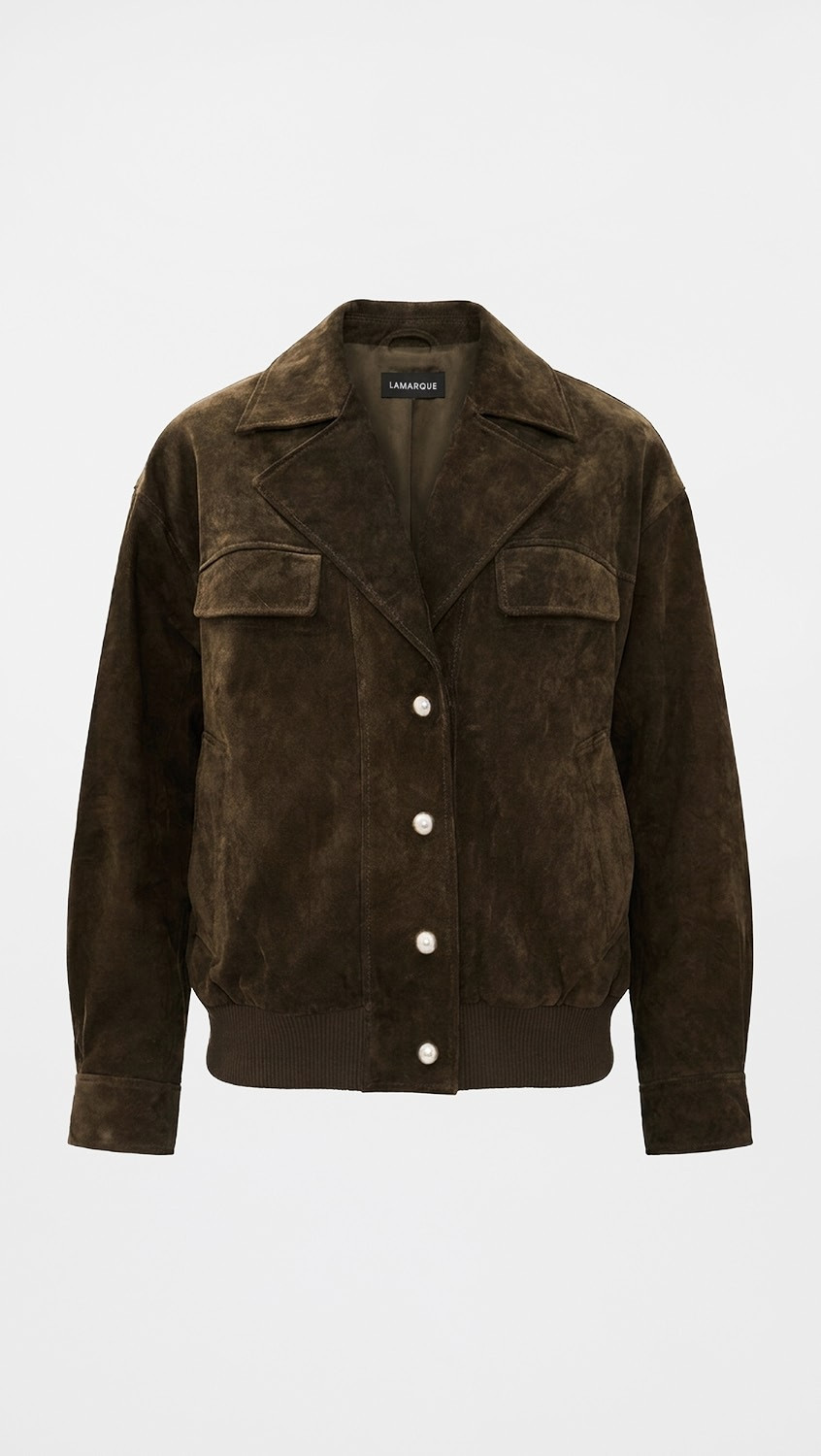 Aleda Suede Jacket - Olive | Shopbop
