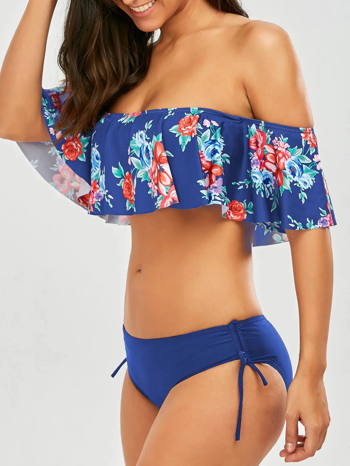 Off Shoulder Flounce Floral Bikini Set | Rosegal US