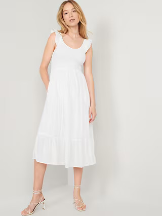 Fit & Flare Flutter Sleeve Smocked Midi Dress for Women | Old Navy (US)