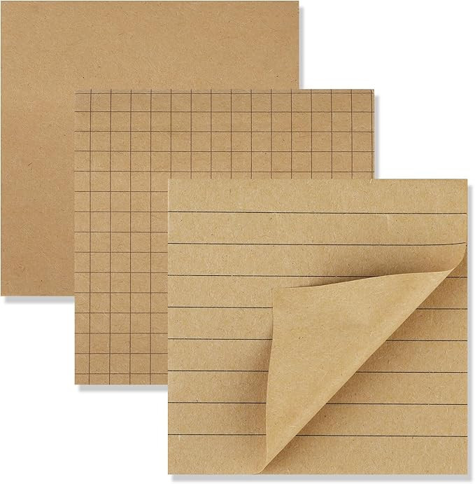 3 Pack Sticky Notes 3 x 3 Inches Aesthetic Sticky Notes with Lines Grids Cute Neutral Sticky Note... | Amazon (US)
