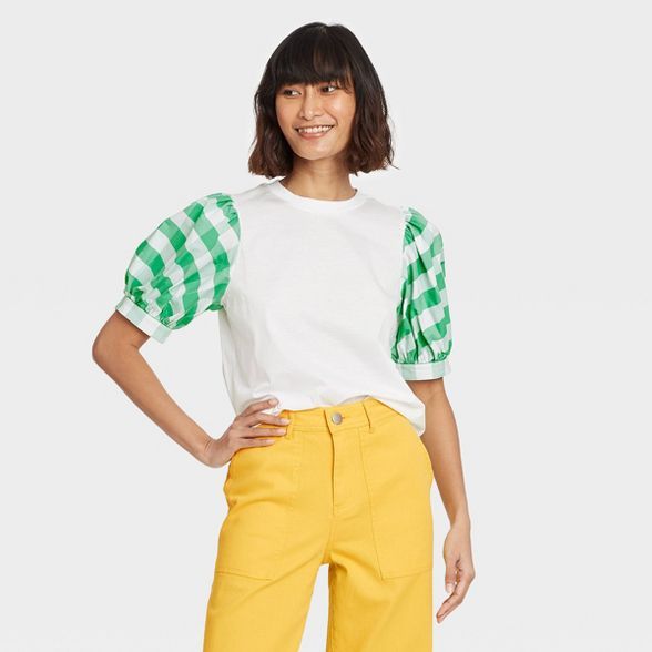 Women's Puff Short Sleeve T-Shirt - Who What Wear™ Green | Target