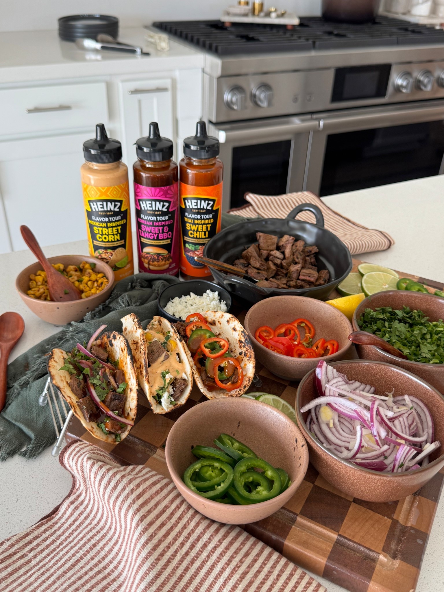 TACO TRIO is the way to go with all of the sauce options! Sweet Chili, Street Corn, Sweet and Tangy Bbq. Love me my sauce options! Full recipe + video shared on IG. 

Recipe, flavor, home, taco, easy recipes, cooking, food, home

#ad #FlavorTour #HeinzFlavorTour #TargetPartner #Target @heinz @target

#LTKHome