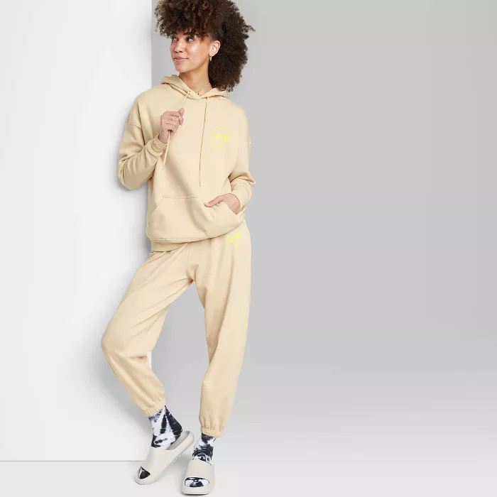 Women's Ascot + Hart Palm Tree Graphic Jogger Pants - Tan | Target