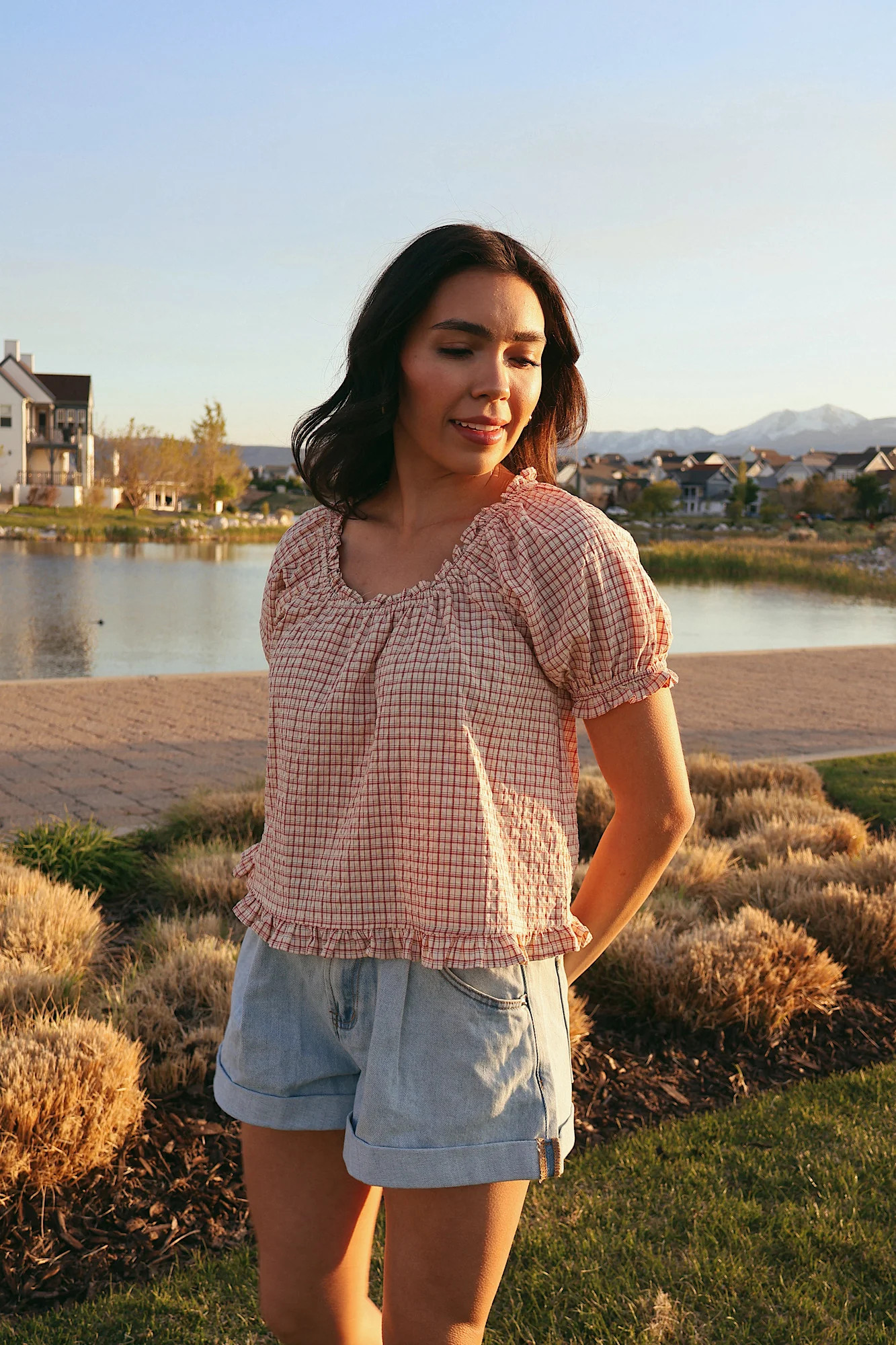 Bonnie Seersucker Plaid Blouse | Henly