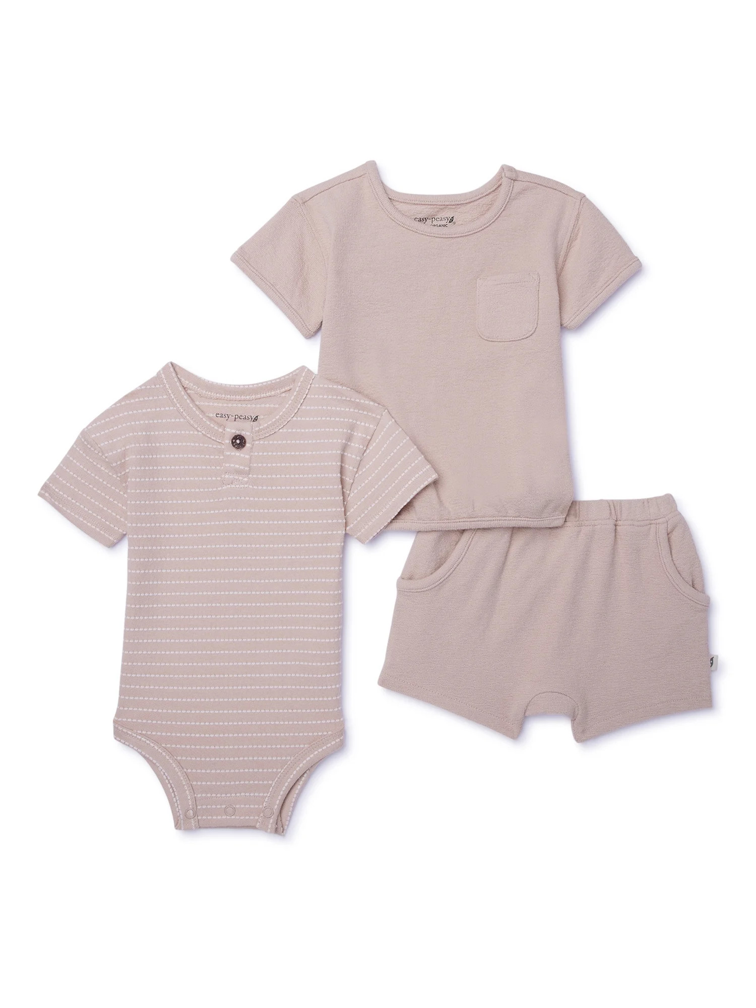 easy-peasy Baby Unisex Short Sleeve Tops and Short Outfit Set, 3-Piece, Sizes 0-24 Months | Walmart (US)