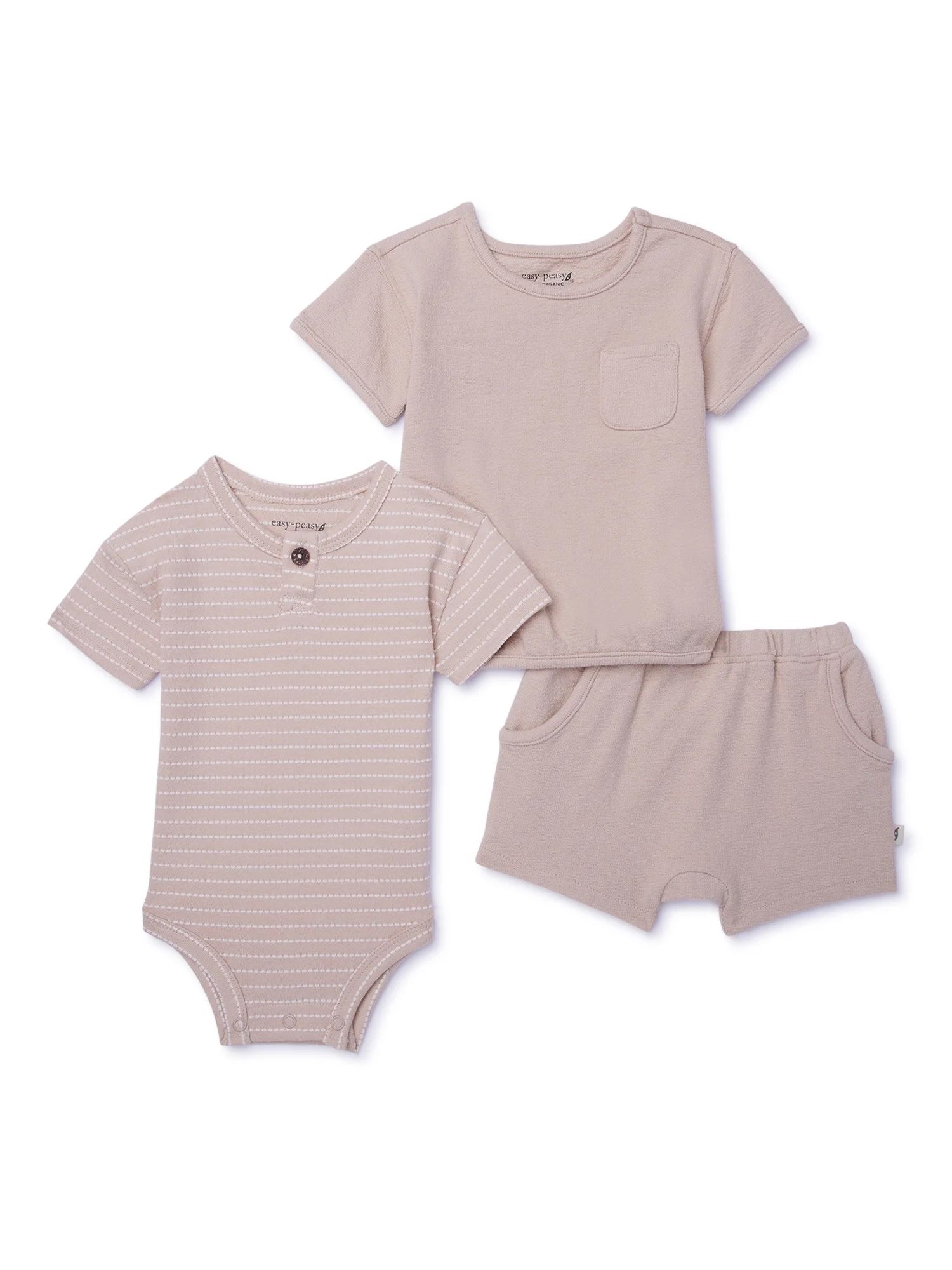 easy-peasy Baby Short Sleeve Tops and Short Outfit Set, 3-Piece, Sizes 0-24 Months | Walmart (US)